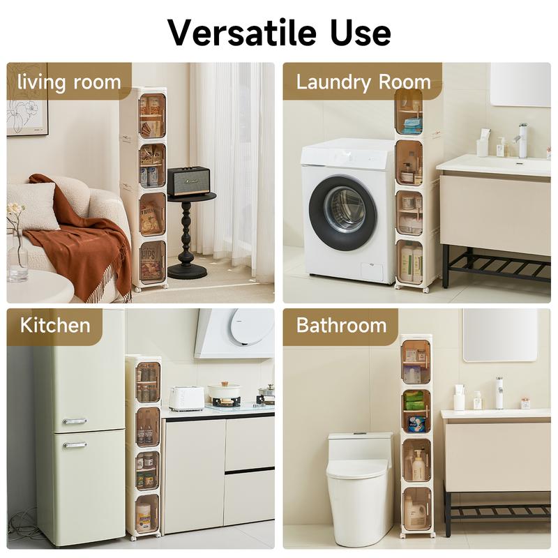 4-Tier Tall Narrow Storage Cabinet